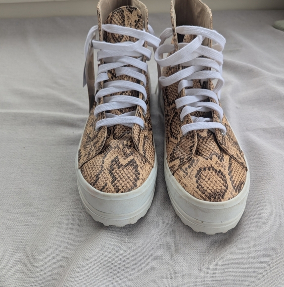 NWT Superga Platform High Top Snakeskin Print Sneakers Womens 10 - Picture 6 of 7
